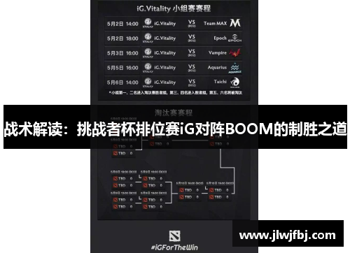 战术解读：挑战者杯排位赛iG对阵BOOM的制胜之道